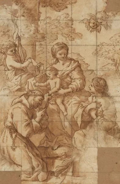 Giovanni Francesco Romanelli — Maria mit Kind, dem Johannesknaben und Franz von Assisi