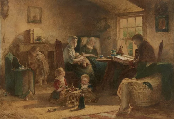 Henricus Johannes Melis — Famille paysanne dans un intérieur