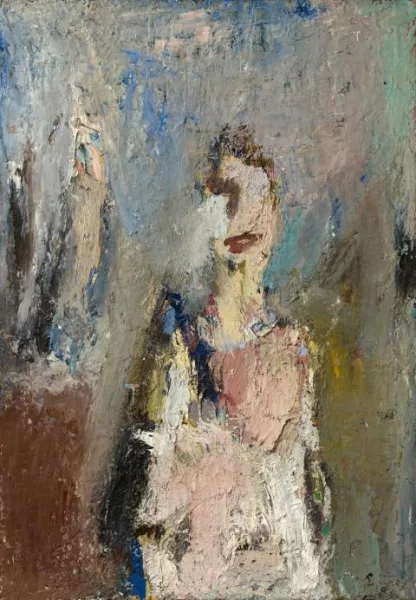Eugène Leroy — Portrait rose/bleu