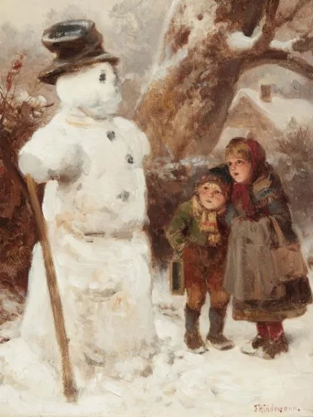 Friedrich Hiddemann — Kinder bestaunen einen Schneemann