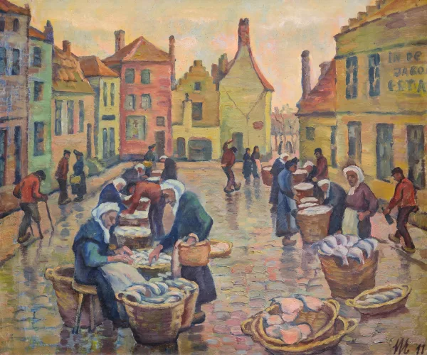 Hans Eder — Attribué à Eder, Hans — zugeschrieben Fischmarkt in Brügge