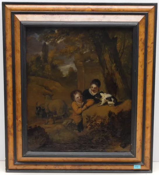 Simon Van Der Does — Zwei Kinder mit Hund