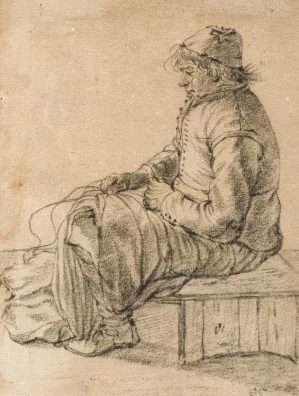 Cornelis Saftleven — Fisherman hauling in his net