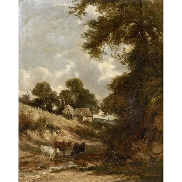 Alfred Vickers — "Landscape with cattle".