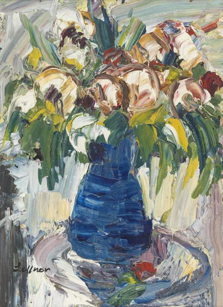 Franz Lettner — "Blaue vase mit buntenstrauss"