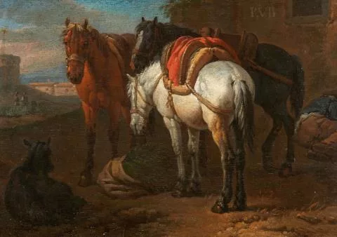 Pieter van Bloemen — Pferde in einer Landschaft Hirte mit seiner Herde