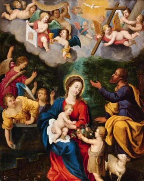 Pieter van Avont — Heilige Familie mit dem Heiligen Johannes und Engeln