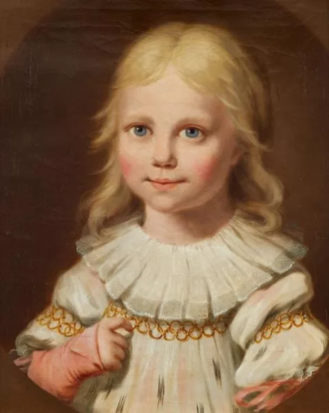 Friedrich Bury — Kinderbildnis Charlotte Catherine Jacobine Leonhard Kinderbildnis Carl Caesar Leonhard mit Rose Kinderbildnis Johann Friedrich Leonhard mit Apfel
