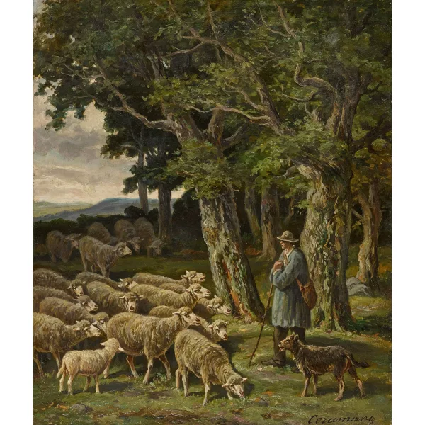 Charles Ferdinand Ceramano — Hirte mit Schafherde.