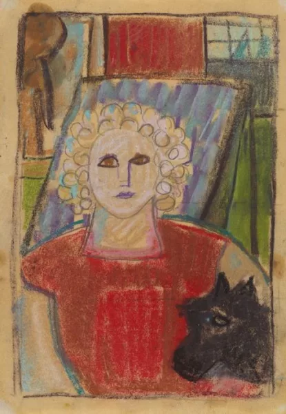 Ida Kerkovius — Kleinformat 329 (Frau Fischer mit Hund)