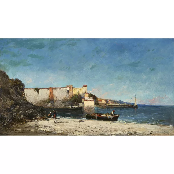 Frédéric Marius Maniquet — Idyllische Hafenpartie an der südfranzösischen Küste.