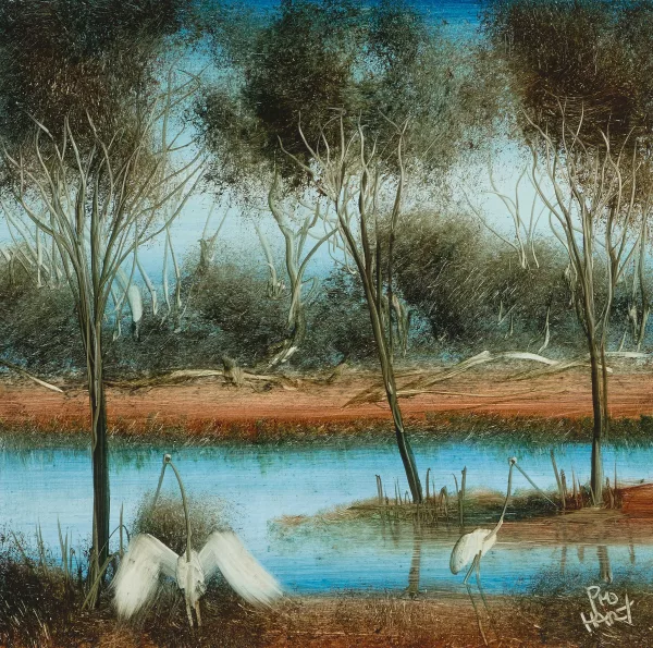Pro Hart — Birds on the Creek