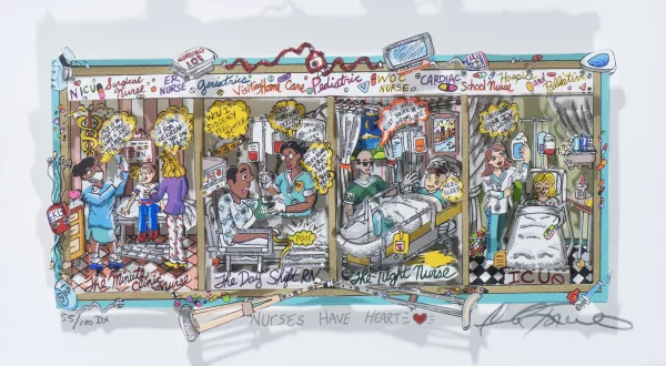 Charles Fazzino — Nurses have heart