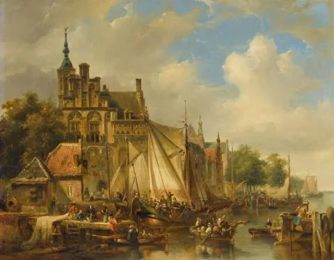 Johannes Bosboom — Ansicht eines holländischen Hafens