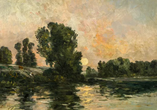 Charles-François Daubigny — Riva del fiume al chiaro di luna