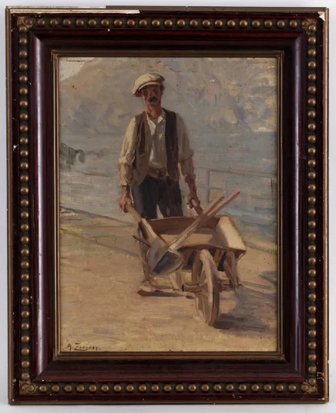 Arturo Zanieri — Arturo Zanieri (1870-?), L'ouvrier, huile sur