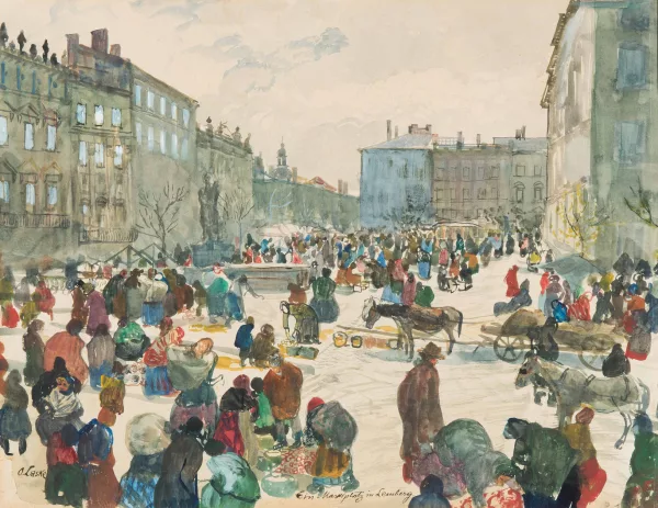Oskar Laske — Ein Marktplatz in Lemberg