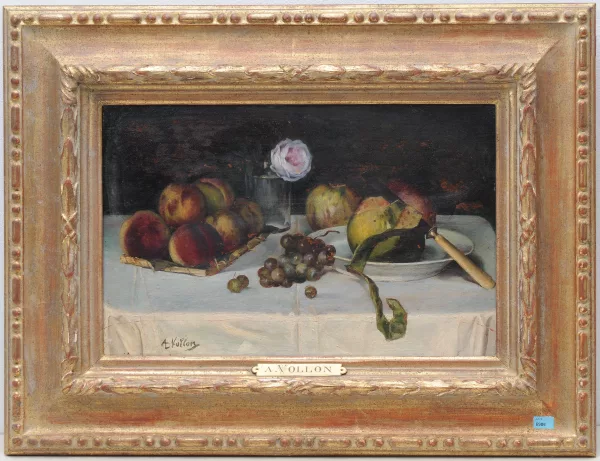 Antoine Vollon — Stillleben mit Pfirsichen, Trauben und Äpfeln
