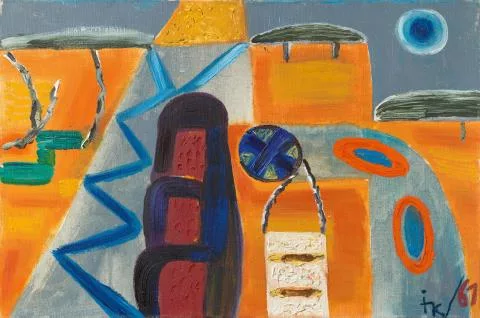Ida Kerkovius — Abstrakte Landschaft auf Orange und Grau