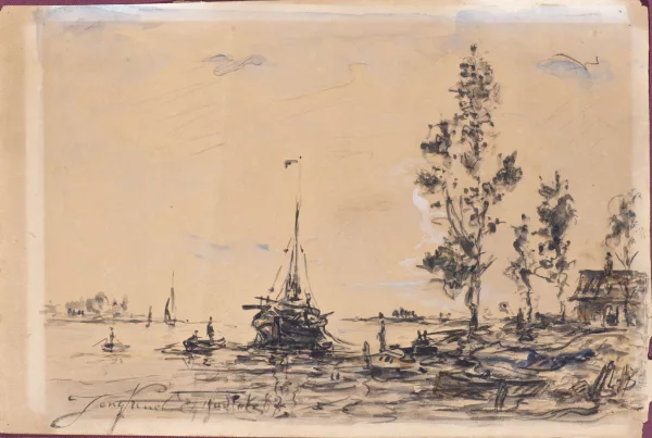Johan Barthold Jongkind — Attribué à Johan-Barthold Jongkind — Le rivage