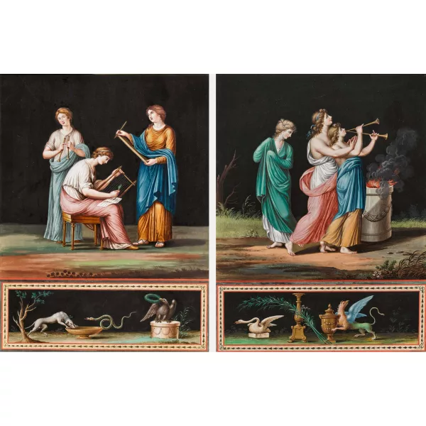 Michelangelo Maestri — Coppia di raffigurazioni allegoriche. Pendants.