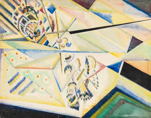 Jules Schmalzigaug — Dynamische Bewegung von einem Propellerflugzeug, 1914