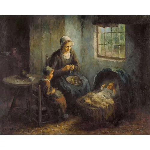 Cor Bouter — Interno con madre e due bambini