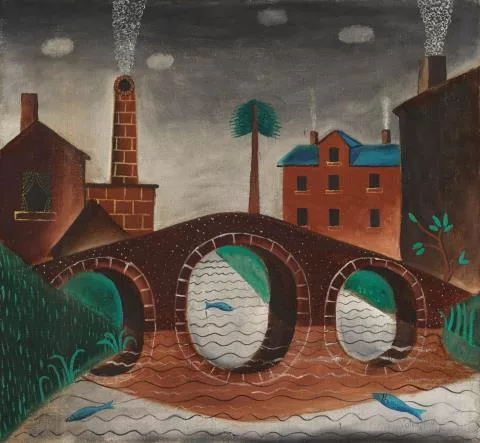 Max Peiffer Watenphul — Stadtlandschaft mit Brücke