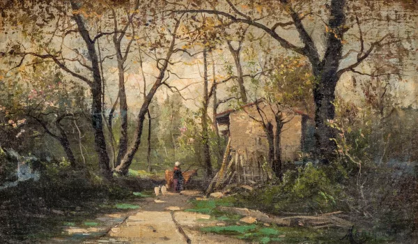 Frédéric Marius Maniquet — Paysage de sous-bois animé,