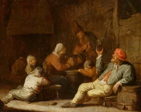 Thomas Wyck — Scène d’auberge avec des paysans buvant