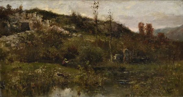 Adolphe Appian — Paysage de campagne animé
