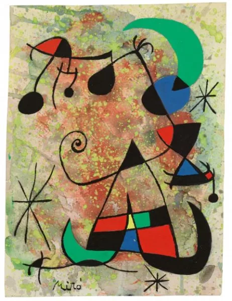 Joan Miró — Femme et oiseaux dans la nuit