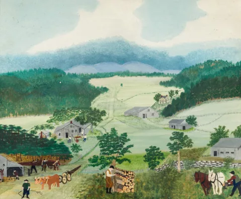 Grandma Moses — First wagon on Cambridge pike, 1944
