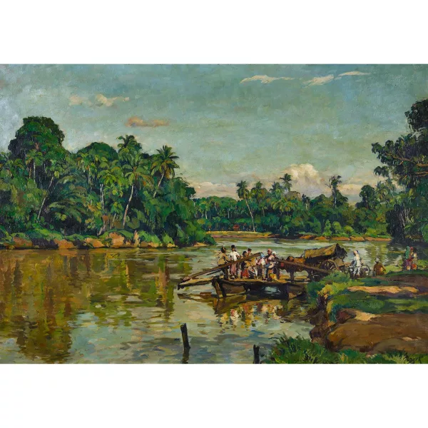 Hans von Hayek — Palmengesäumter Fluss mit Fähre.