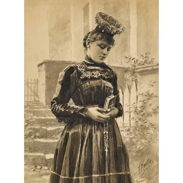 Alexander Koester — Jeune fille en costume traditionnel allant à l'église