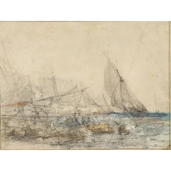 Félix Ziem — Sailing boats off the coast