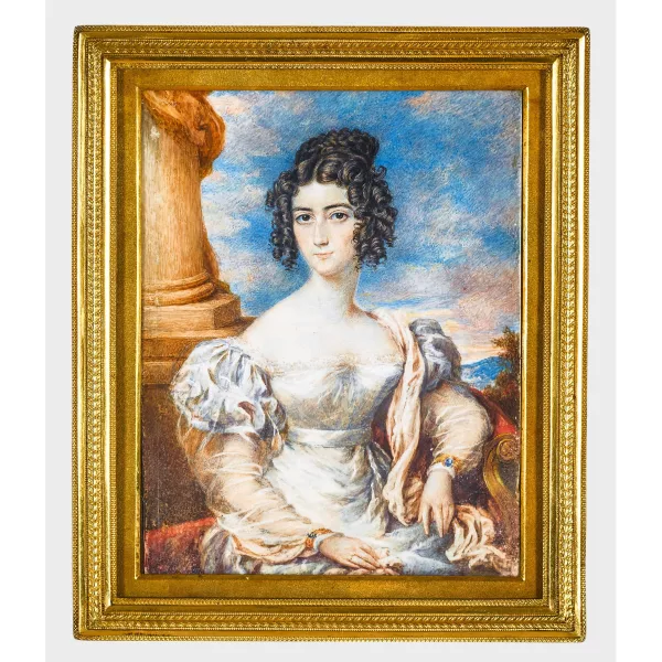 James Warren Childe — Bildnis einer jungen Dame in weissem Gewand.