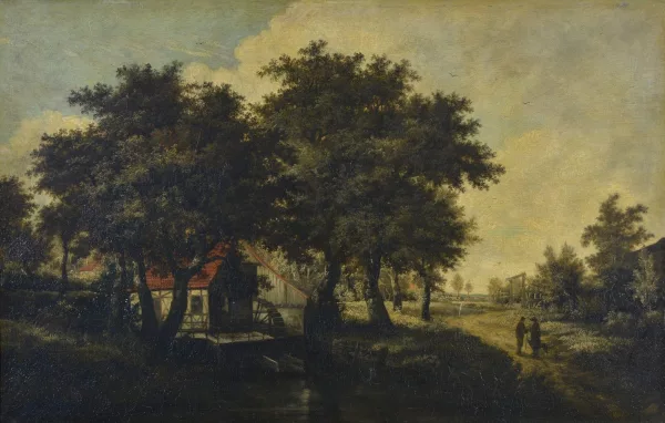 Meindert Hobbema — Suiveur de Meindert Hobbema — Paysage animé