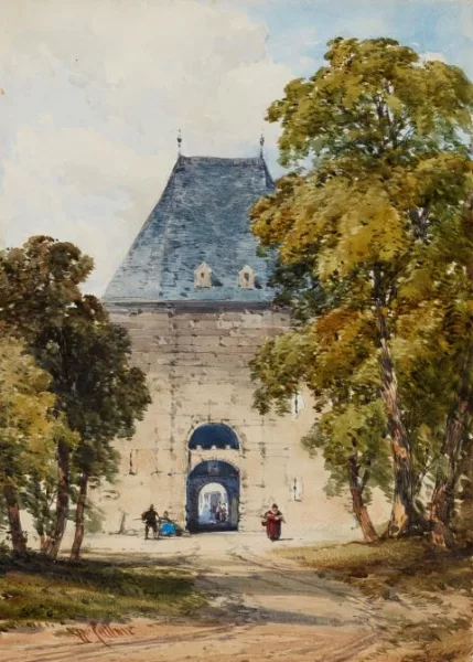 William Callow — Ansicht eines Burgtores