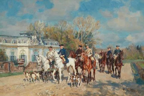 Wilhelm Velten — Jagdgesellschaft vor Schloss Benrath