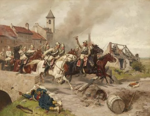 Emil Hünten — Reiterattacke des Kürassier-Regiments "Königin" (Pommersches) Nr. 2