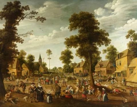 Joost Cornelisz. Droochsloot — Dorfplatz mit Bauernfest