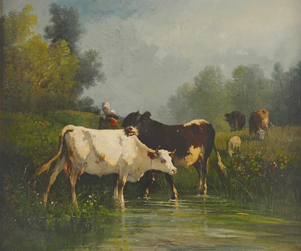 Constant Troyon — Vaches s'apreuvant