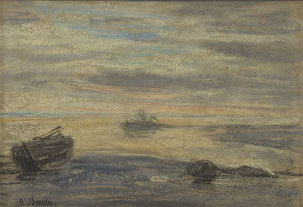Eugène Boudin — Barque en bord de mer