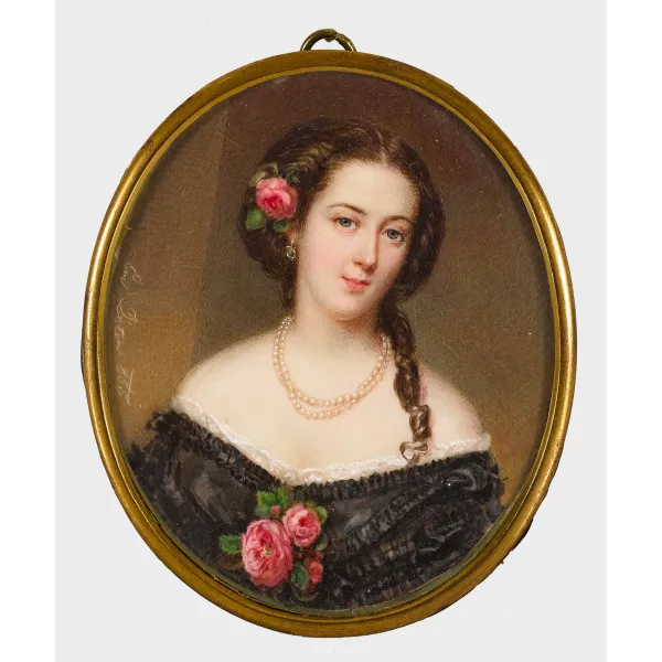 Emanuel Thomas Peter — Bildnis einer jungen Frau mit Rose im Haar.