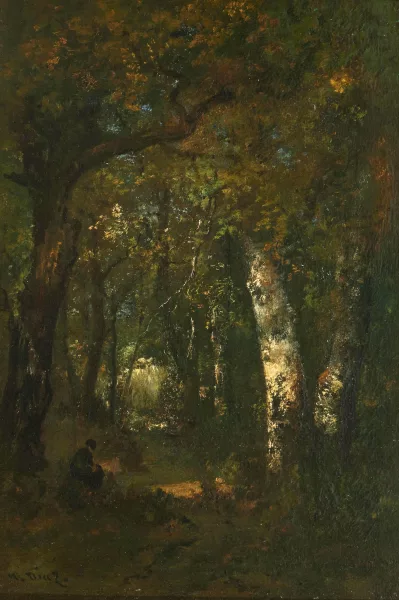 Narcisse Virgilio Díaz — Woman resting in the forest
