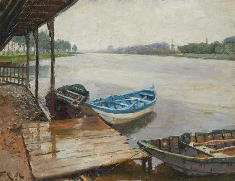 Friedrich Kallmorgen — Anlegesteg im holländischen Kanal