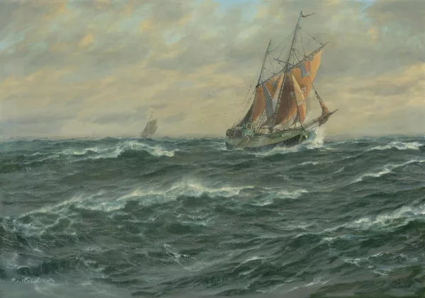 Patrick von Kalckreuth — Stürmische See mit zwei Fischerbooten