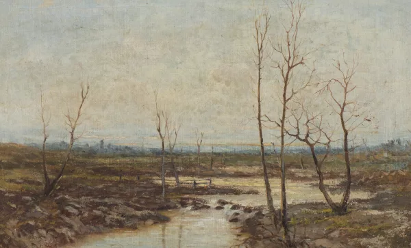 Lorenzo Gignous — Lorenzo GIGNOUS (1862-1958), 'Plaine du Pô en hiver', huile sur toile, non signée