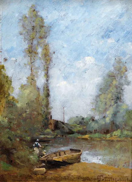 Paul Désiré Trouillebert — Les deux lavandières avec une barque